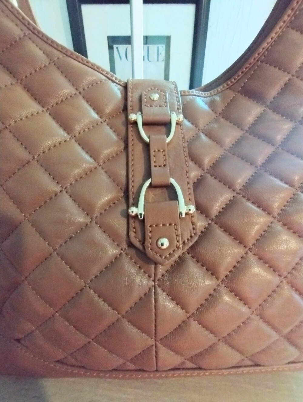 Talbots Equestrian Horsebit Style Quilted Genuine Leather Shoulder Bag - Picture 3 of 15